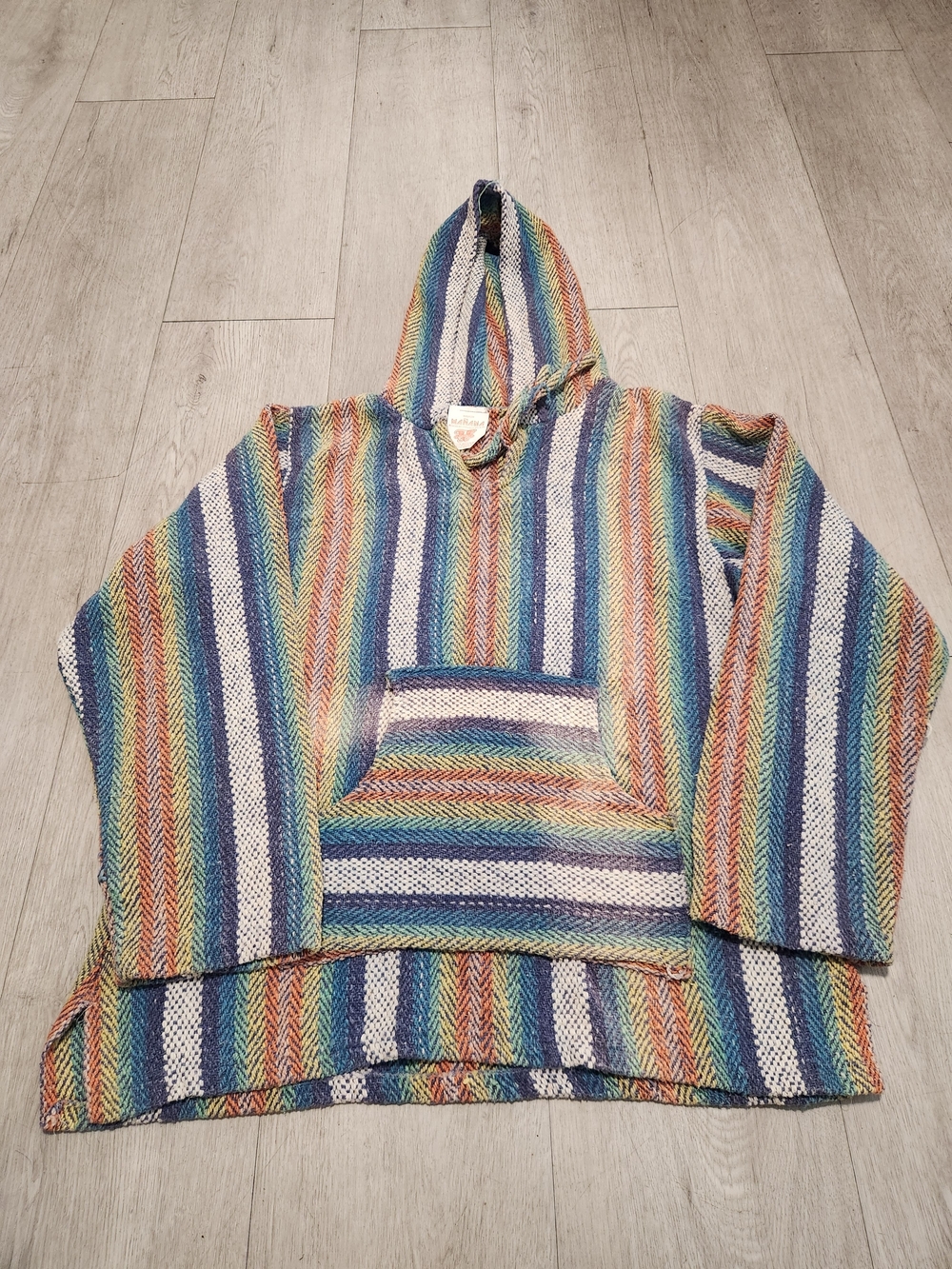 Vintage Manana 100% Cotton Woven Baja Hoodie Med